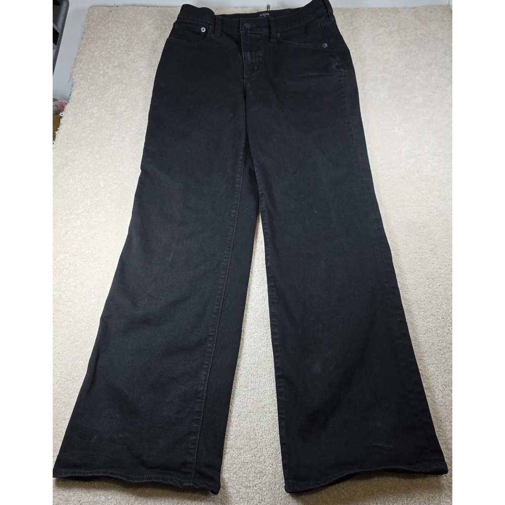 J.Crew Jeans‎ Womens 27 Black Denim Stretch Comfort Full Length Wide Leg Classic